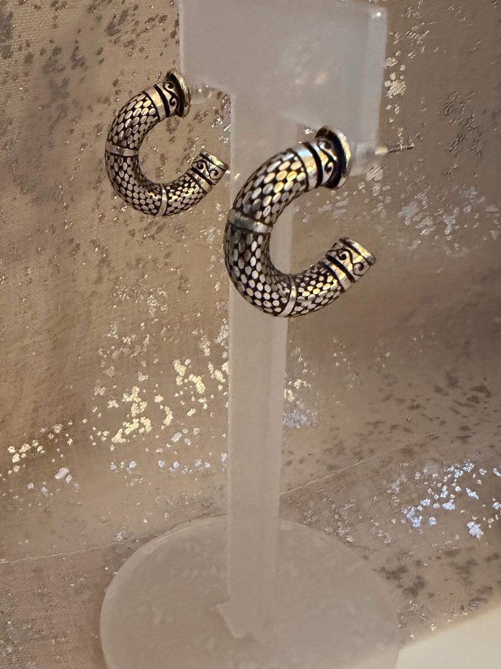Brighton Silver-Tone Scaled Hoop Earrings